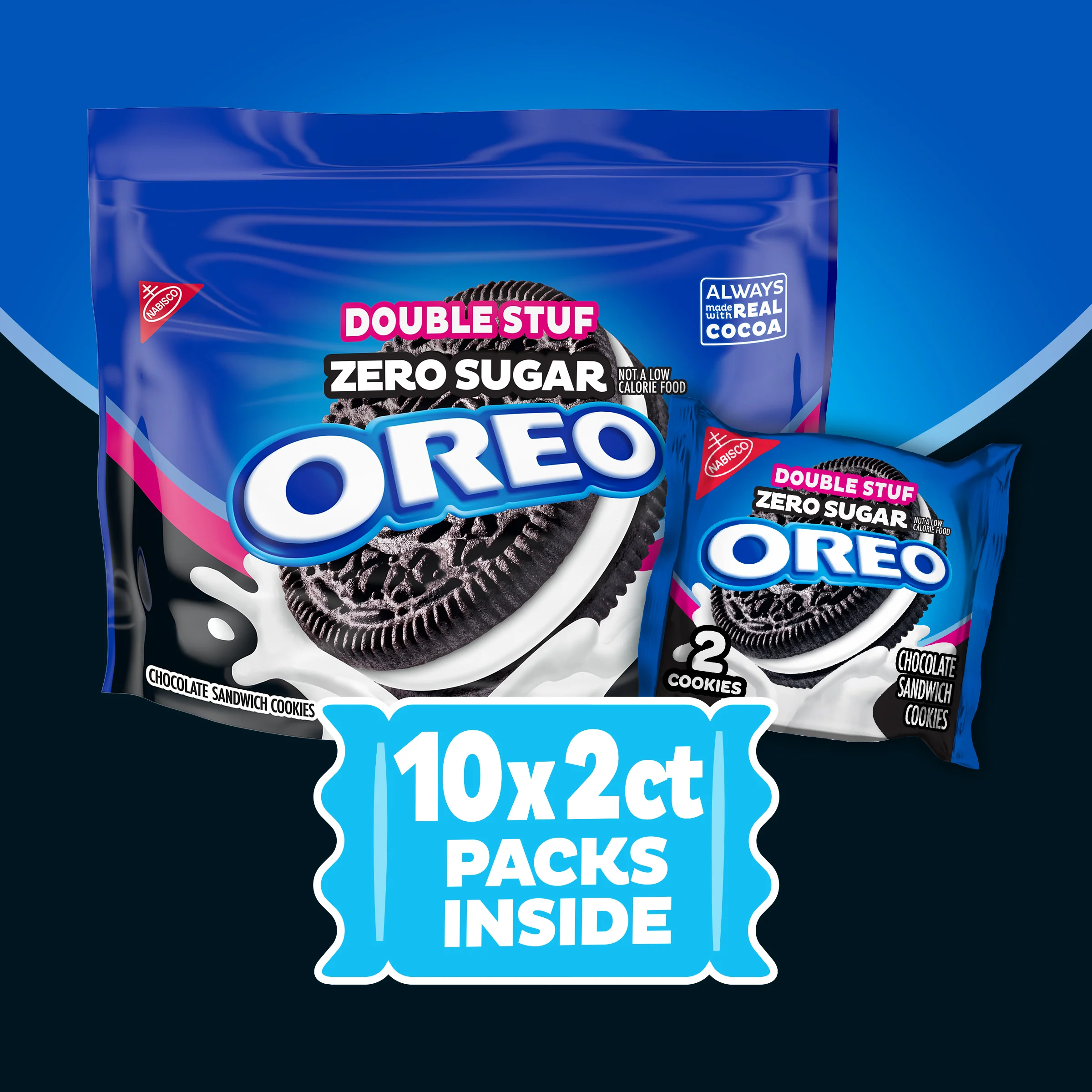 Zero Sugar Double Stuf Chocolate Sandwich Cookies, Snack Packs - Image 3